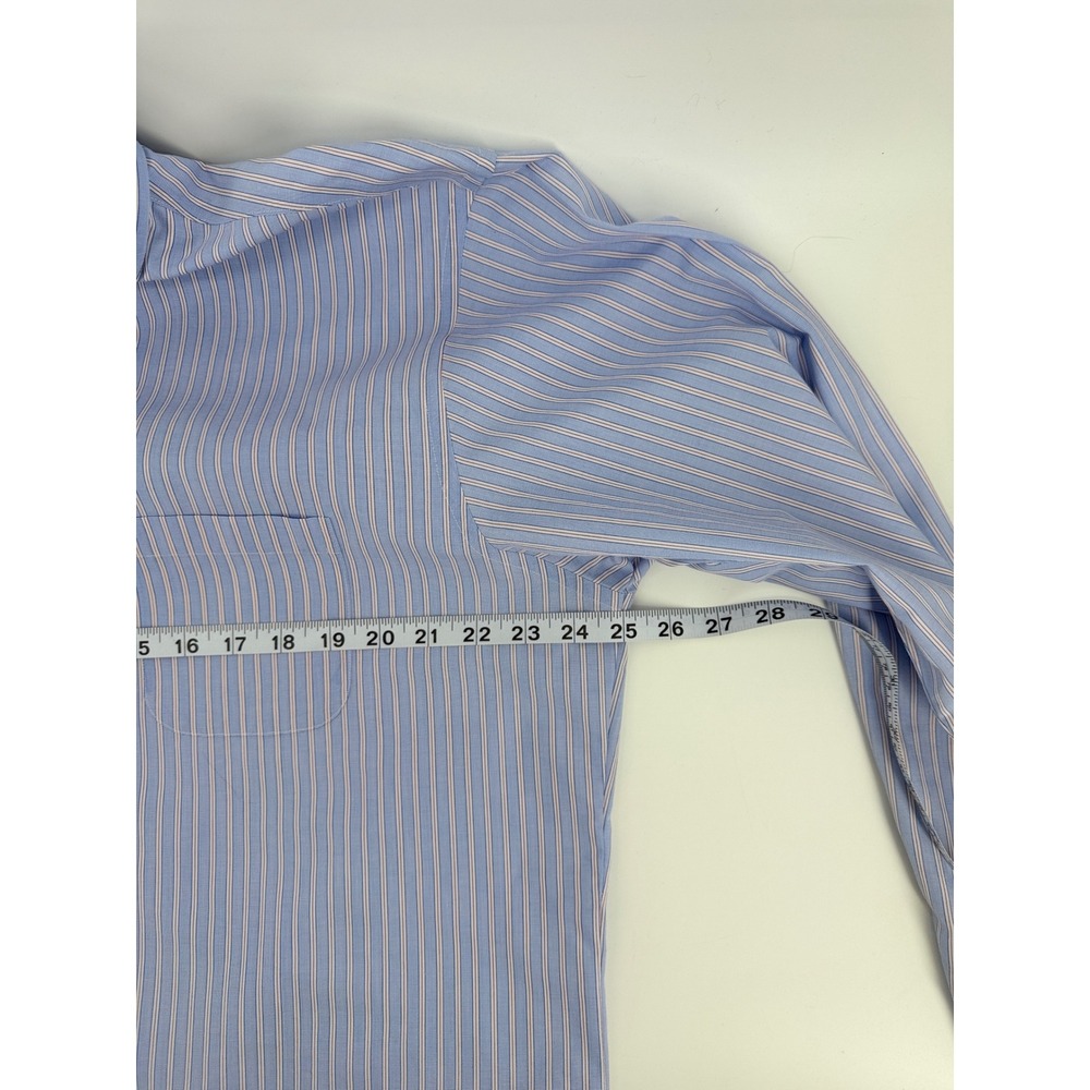 Brooks Brothers Regent Shirt Mens 17.5 35 Blue Stripe Non-Iron Supima Cotton - Picture 4 of 8